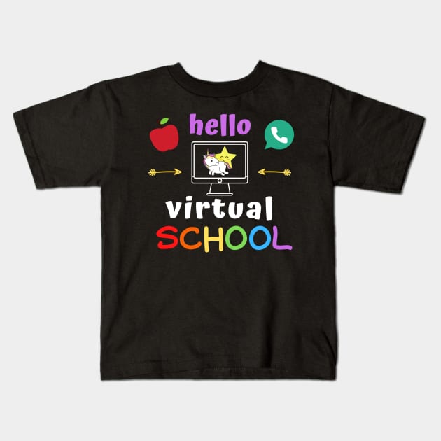 Virtual Kindergarten Back to School Shirt 2020 Zoom Kids Children Teaching Education Student Online Learning September Halloween Funny Sarcastic Class Motivational Inspirational Birthday Gift Kids T-Shirt by EpsilonEridani